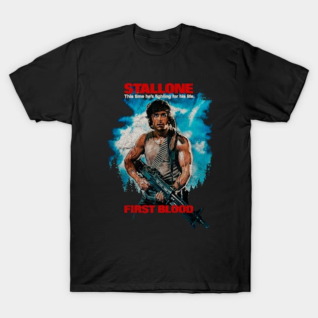 First Blood Vintage Rambo T Shirt TeePublic